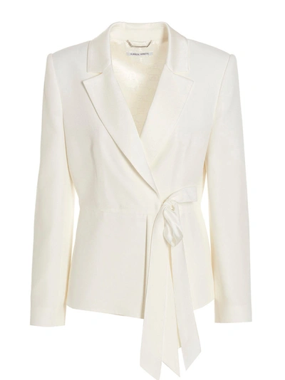 Alberta Ferretti Enver Satin Ties Blazer Jacket In White