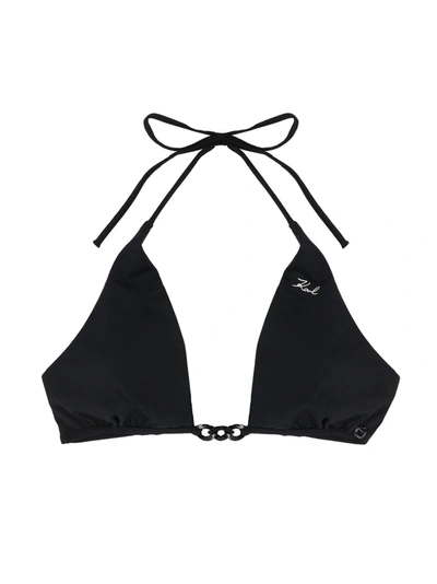 Karl Lagerfeld Chain Bikini Top In Black