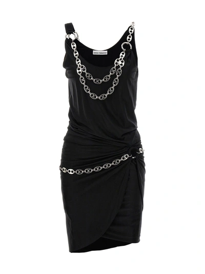 Paco Rabanne Chain Embellished Mini Dress In Black