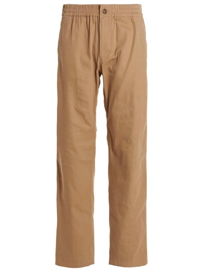 Apc Chuck Elasticated-waist Cotton-twill Trousers In Brown