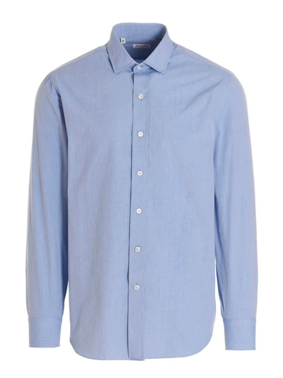 Salvatore Piccolo Rounded Collar Shirt In Azul Claro