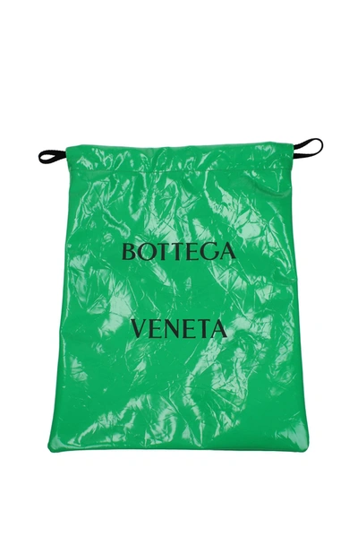 Bottega Veneta Clutches Badge Drawstring Patent Leather Green Grass