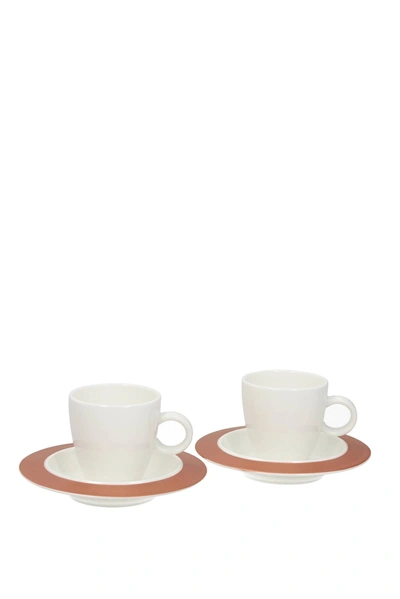 Alessi Coffee And Tea Bavero Set X 2 Porcelain White Copper