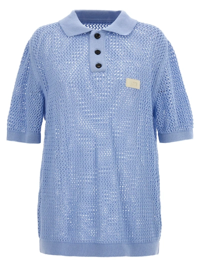 Lc23 Crochet Polo Shirt In Light Blue