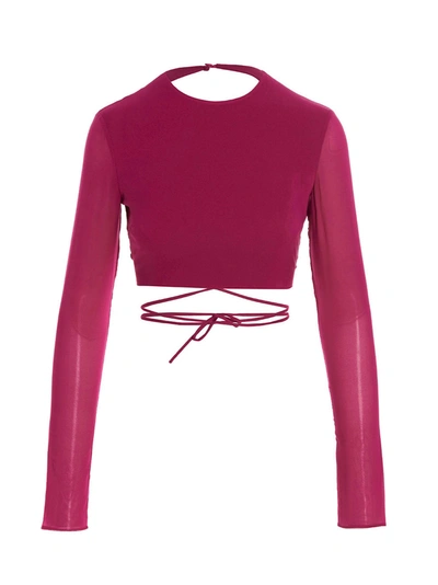 The Andamane Cropped Georgette Top In Purple