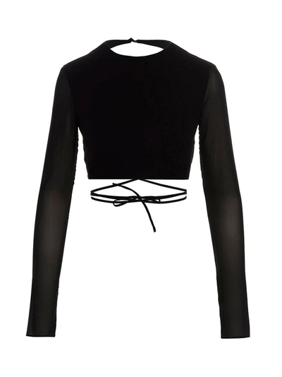 The Andamane Waist Tie-fastening Top In Nero