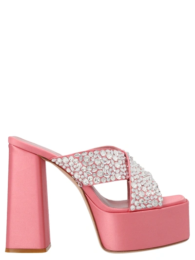 Haus Of Honey Crossed Band Sandals In Pink