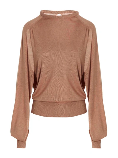 Ramael Cut Out Insert Top Sweater In Beige