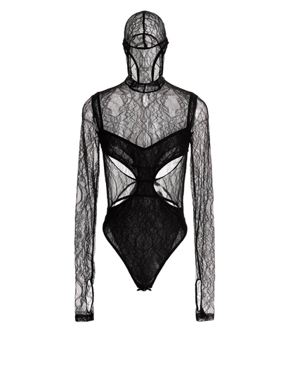 Dion Lee Cut-out Detail Lace Bodysuit In Black