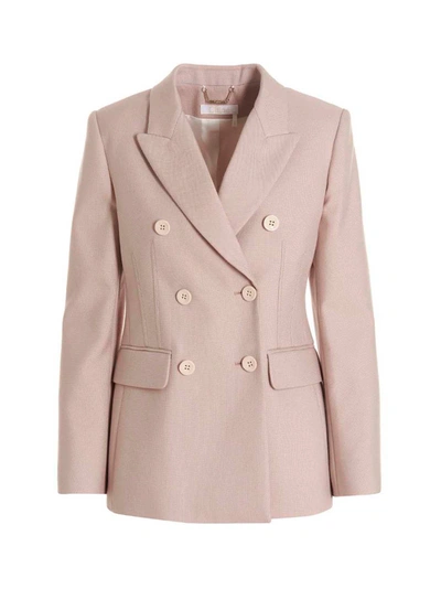 Chloé Double-breasted Blazer In Nude & Neutrals