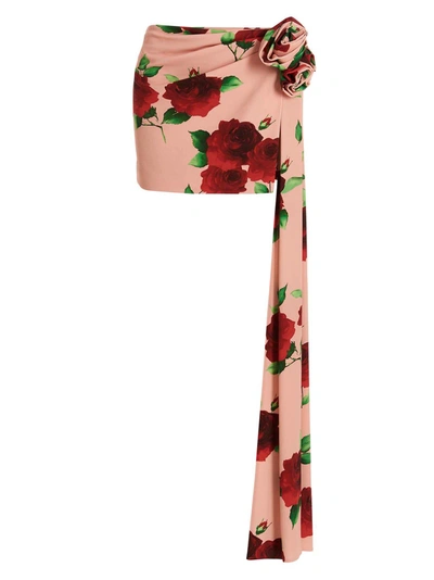 Magda Butrym Floral Printed Miniskirt In 粉色的