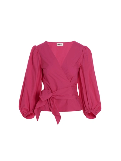 P.a.r.o.s.h Front Crossover Blouse In Fuchsia