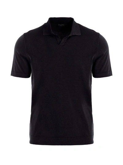 Drumohr V-neck Polo Shirt In Nero