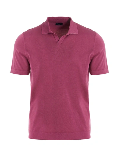 Drumohr Frost Cotton Polo Shirt In Fuchsia