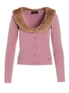 BLUMARINE FUR NECK CARDIGAN