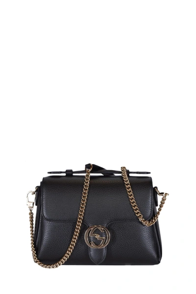 Gucci Gg Shoulder Bag In Black Leather