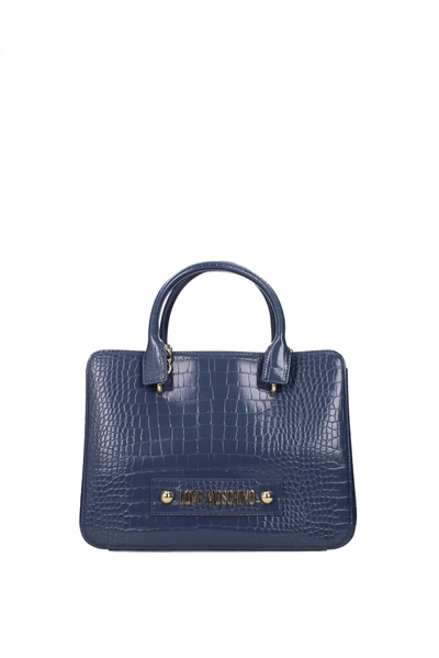 Love Moschino Handbags Polyurethane Blue Graphite Blue