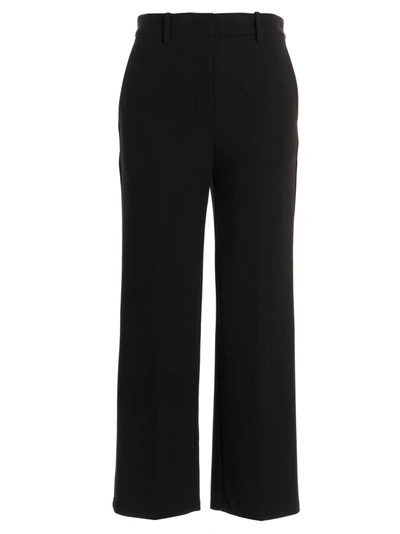 Theory Demitria Cotton-blend Velvet Flared Trousers In Black