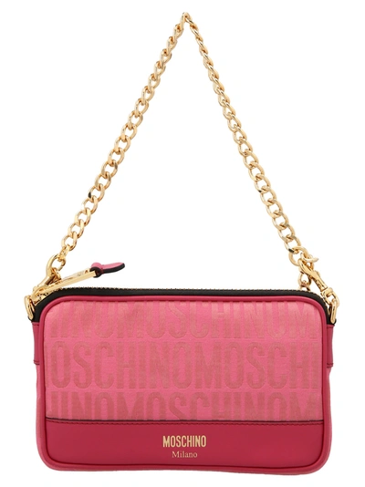 Moschino Jacquard Crossbody Bag In Fuchsia