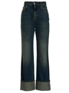 Alexander Mcqueen Whiskering Detail High Rise Cuffed Straight Leg Jeans