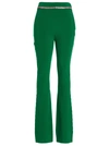 Rabanne Rhinestone-embellished Ribbed-knit Flared Trousers