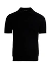 Tagliatore Blue Polo Shirt With Buttonless Collar And Ribbed Trims
