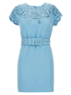 Ermanno Scervino Lace Dress With Belted Waist And Cap Sleeves