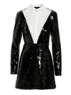 Giambattista Valli Sequin Embellished Lace-insert Mini Shirtdress