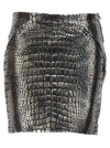 Tom Ford Metallic Dabbed Croc Printed Leather Mini Skirt