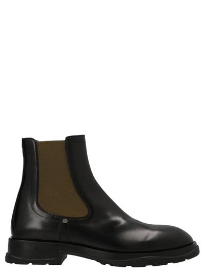 Alexander Mcqueen Leather Ankle Boots In Black