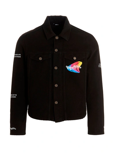 Msftsrep Trippy Straight Cotton Denim Jacket In Black