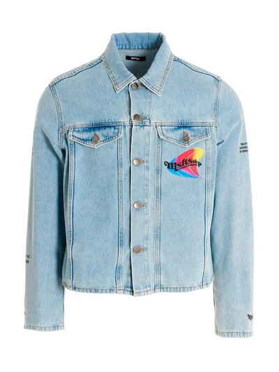 Msftsrep Mens Blue Trippy Summer Graphic-branded Denim Jacket In Azul Claro