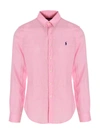 Polo Ralph Lauren Mans Pink Linen Shirt With Logo