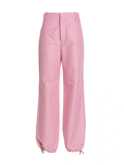 Marni Logo Embroidery Pants In Pink
