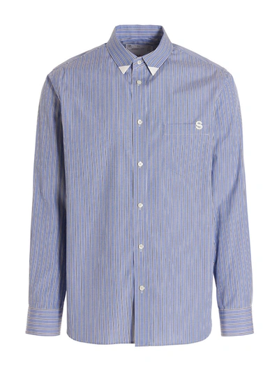 Sacai Men's Thomas Mason Cotton Poplin Shirt In Blue