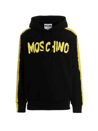 Moschino Logo Print Pullover Hoodie In Black