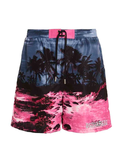 Dsquared2 Logo Print Swimming Trunks In Multicolor