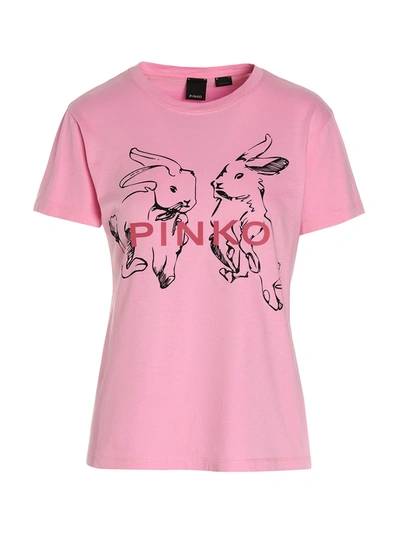 Pinko Logo Print T-shirt In Pink