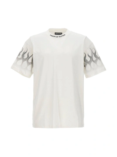 Vision Of Super Flame-print Cotton T-shirt In Off White