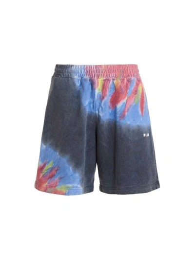 Msgm Tie Dye Cotton Sweat Shorts In Multicolour