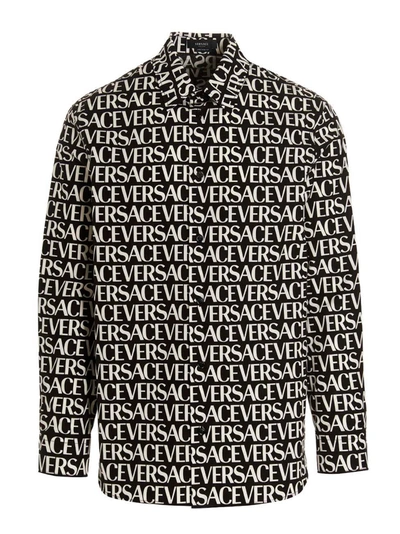 Versace Logo Shirt In White/black