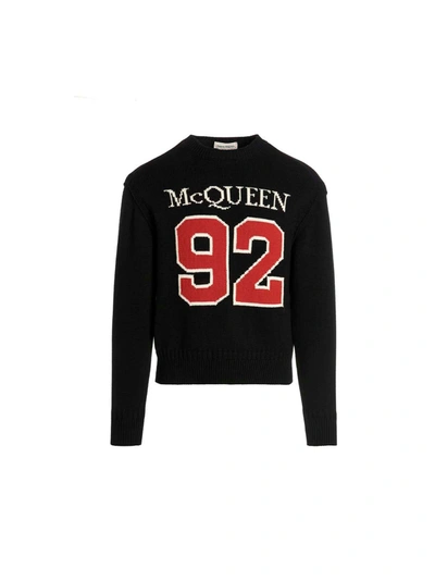 Alexander Mcqueen Intarsia-knit Knitted Cotton Jumper In Black