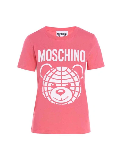 Moschino Logo-print Short-sleeved T-shirt In Pink
