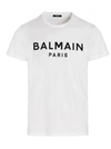 Balmain White Crewneck T-shirt With Contrasting Logo Lettering Print In White