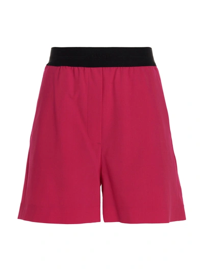 Msgm Logo Wool Bermuda Shorts In Fuchsia