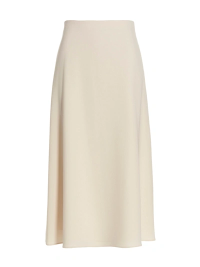Theory Double Slit Satin Midi Skirt In Ivory