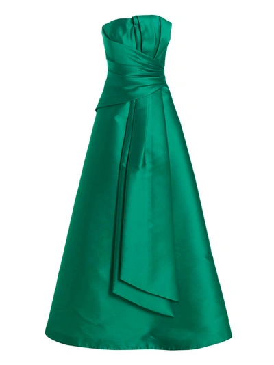 Alberta Ferretti Mikado Long Dress In Green