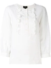 APC three-quarters sleeve ruffled blouse,F13215LYAAF12041620