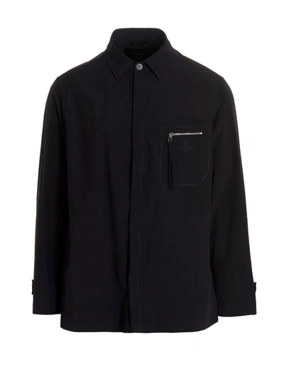 Fendi Lightweight Overshirt Jacket In Blue
