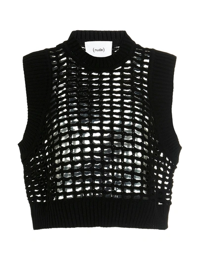 Nude Openwork Vest In Black